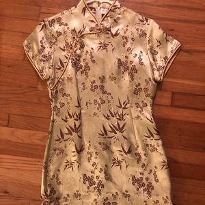 Beautiful Golden Chinese Style Mini Dress